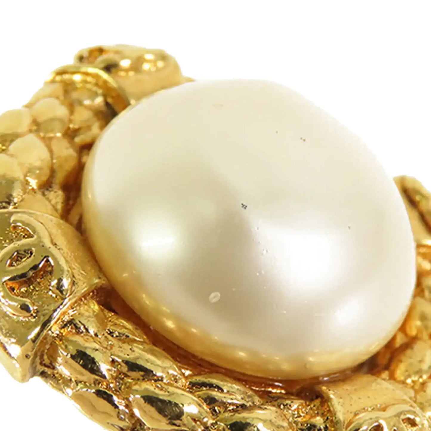 Chanel CC Gold Plated Faux Pearl Clip on Earrings