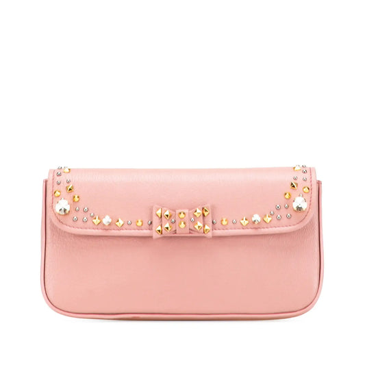 Miu Miu Goatskin Madras Crystal Studded Clutch