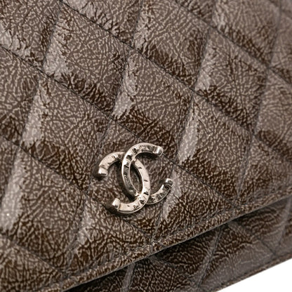 Chanel CC Quilted Shiny Crumpled Calfskin Wallet on Chain