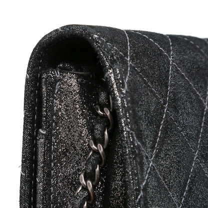 Chanel Quilted Iridescent Lambskin Tartan Button Wallet On Chain