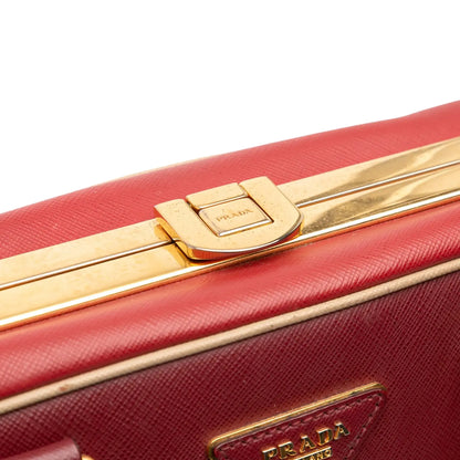 Prada Saffiano Lux Pyramid Frame Top Handle Bag