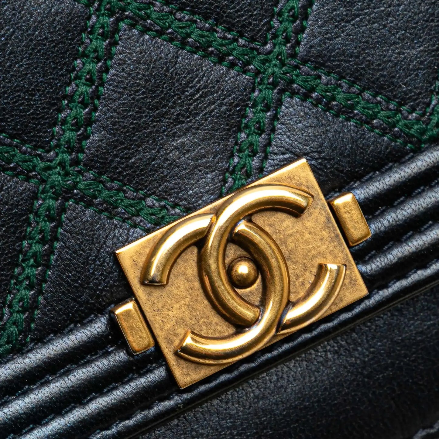 Chanel Calfskin Double Stitch Boy Wallet On Chain