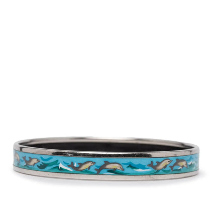 Hermès Narrow Dolphin Enamel Bangle 65