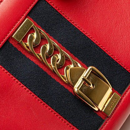 Gucci Leather Sylvie Web Top Handle Satchel