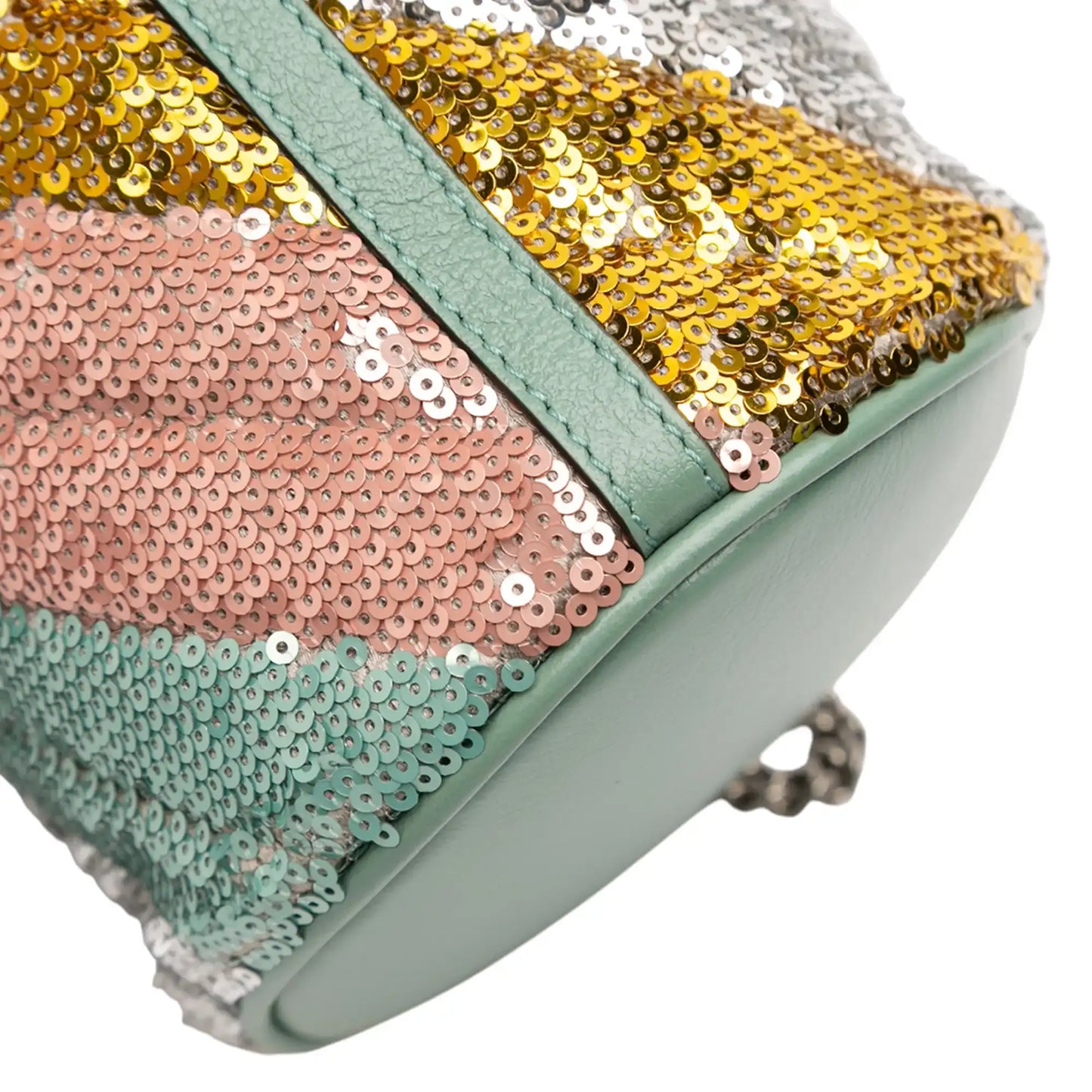 Gucci Small GG Marmont Sequined Diagonal Matelasse Leather Bucket Bag