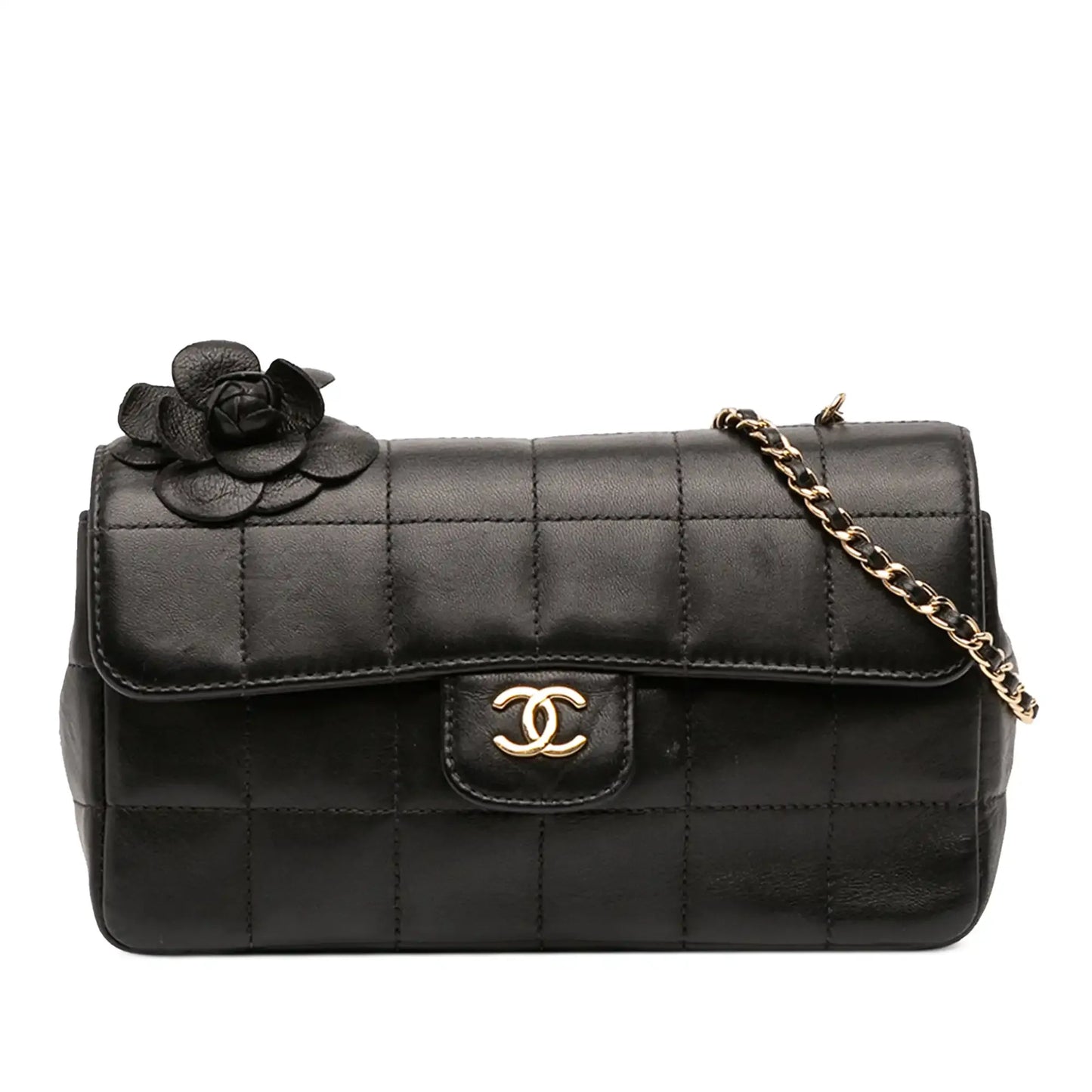 Chanel Mini Lambskin Chocolate Bar Camellia Flap