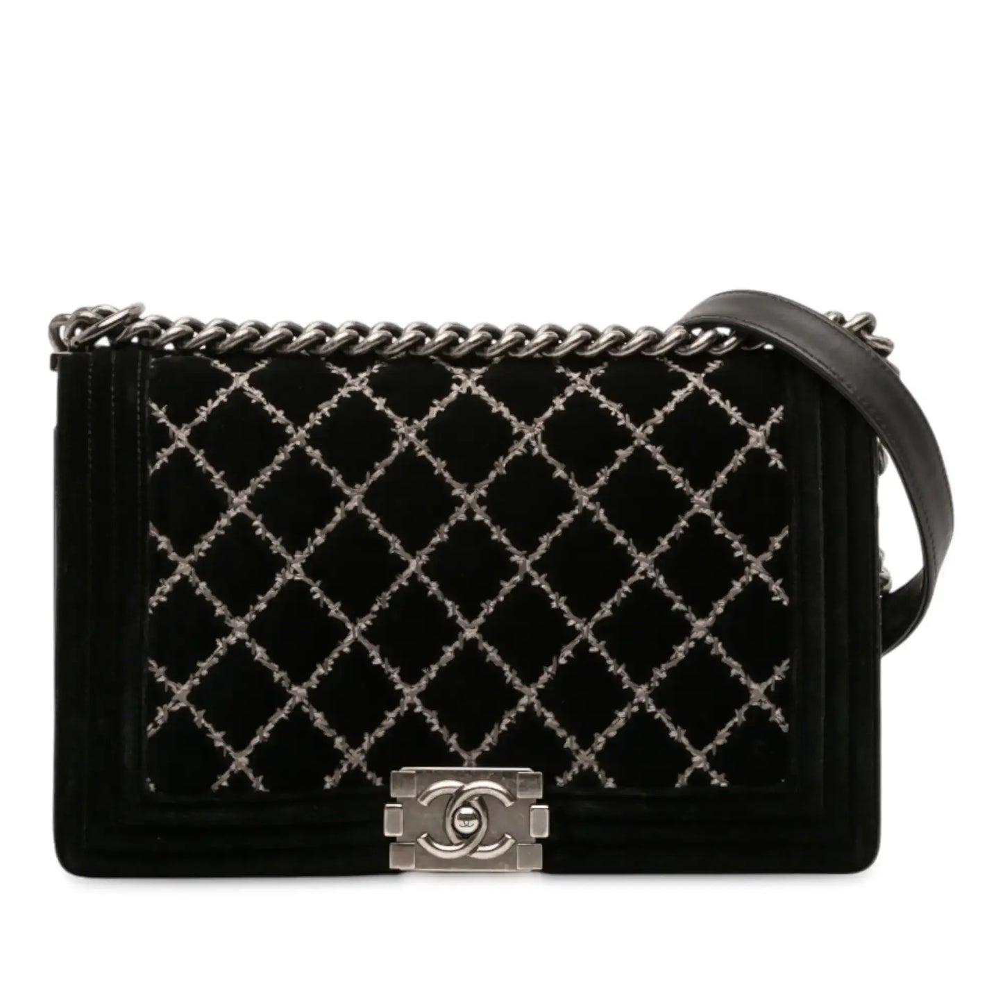 Chanel Medium Quilted Velvet Wild Stitch Boy Flap