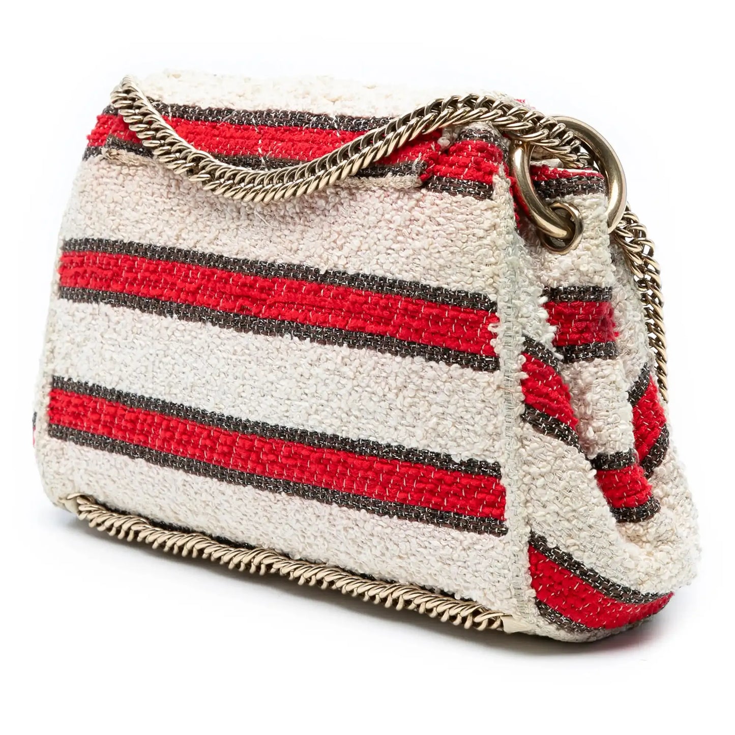 Chanel CC Quilted Tweed Striped Single Flap