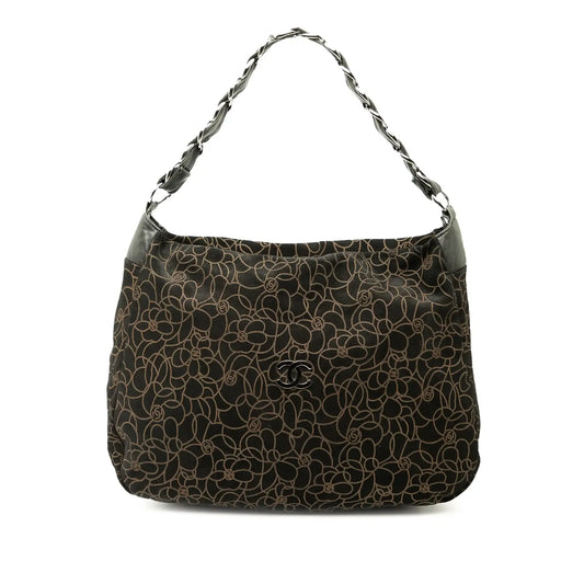 Chanel CC Suede Camellia Hobo