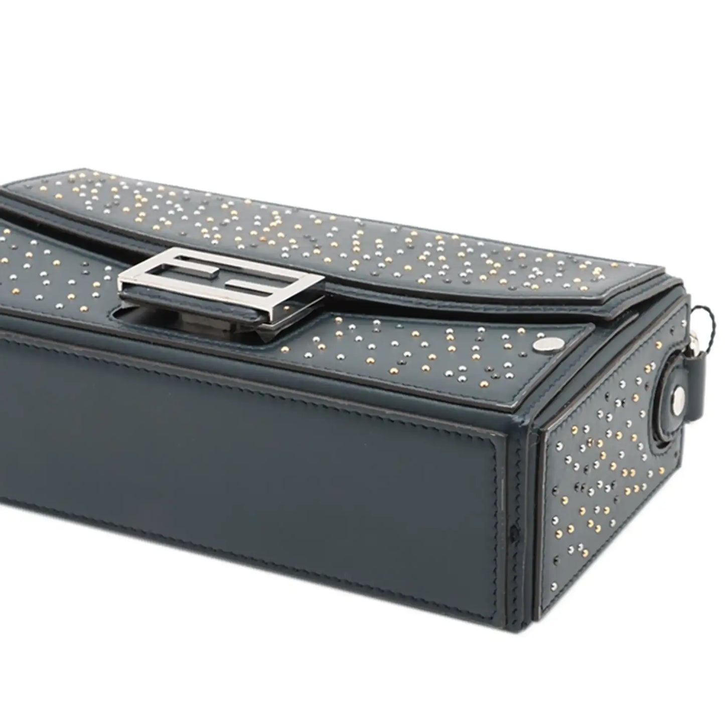 Fendi Studded Leather Soft Trunk Baguette Satchel