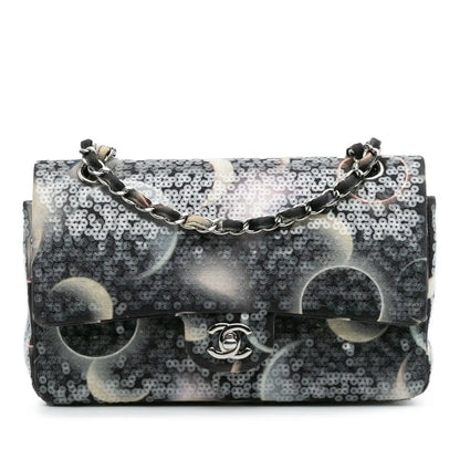 Chanel Medium Classic Canvas Sequin Moon Double Flap