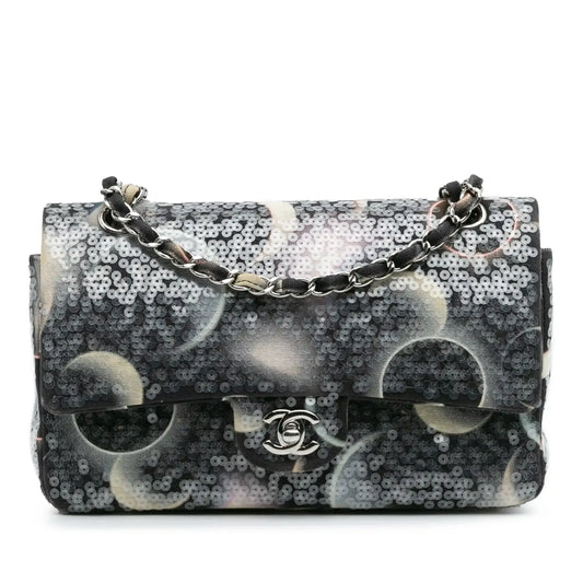 Chanel Medium Classic Canvas Sequin Moon Double Flap