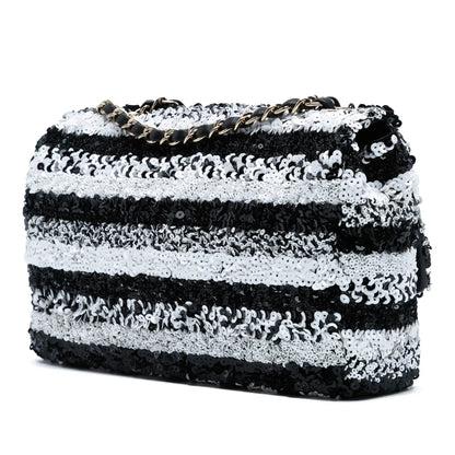 Chanel Medium Sequined Calfskin Single Flap