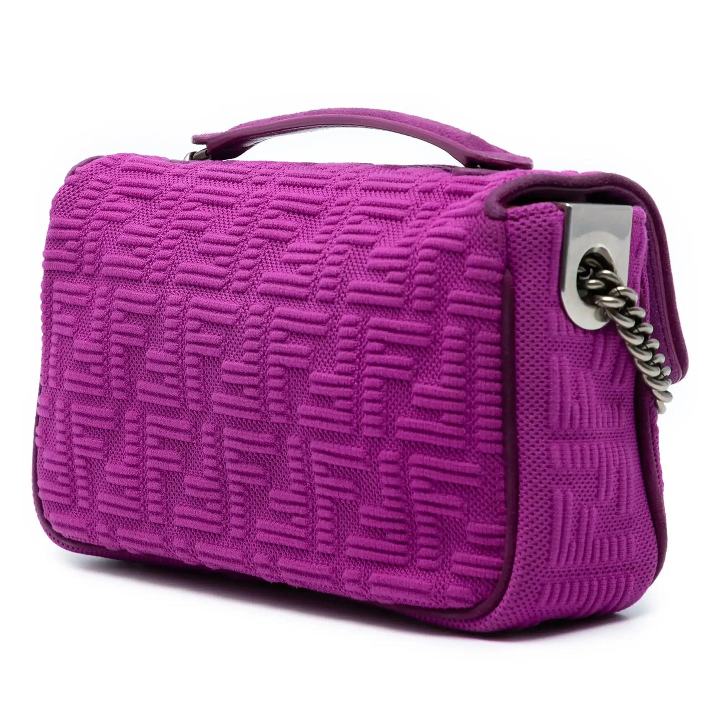 Fendi Zucca Embossed Technical Fabric Chain Midi Baguette