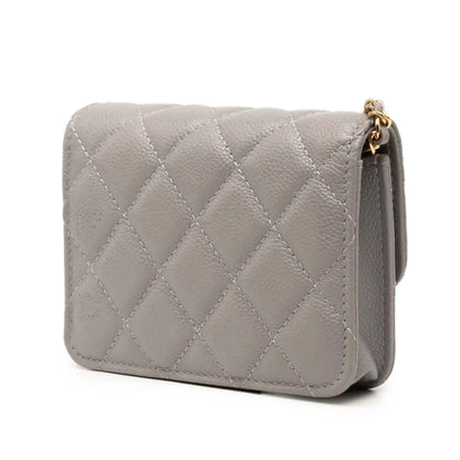 Chanel CC Quilted Caviar Miss Coco Clutch With Chain