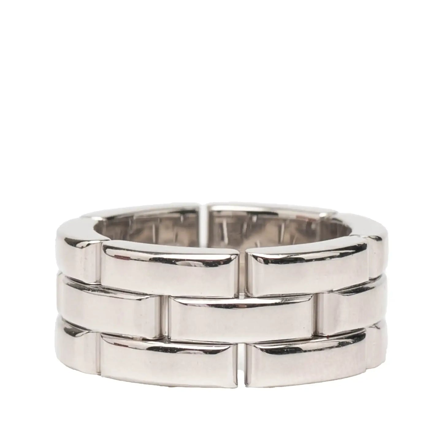 Cartier 18K White Gold Triple Row Maillon Panthère Ring