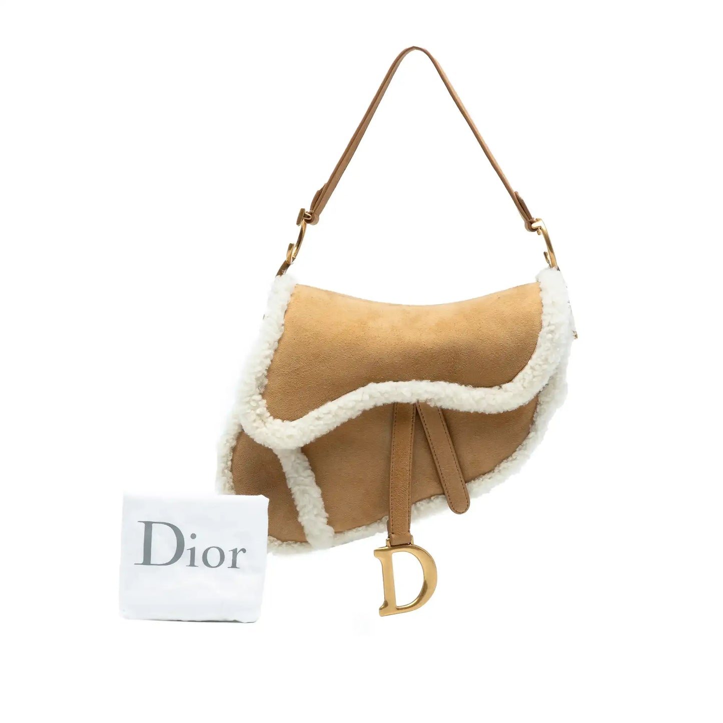 Dior Shearling Suede Saddle Bag