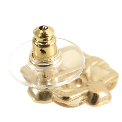 Chanel CC Gold Plated Resin and Faux Pearl Push Back Earrings