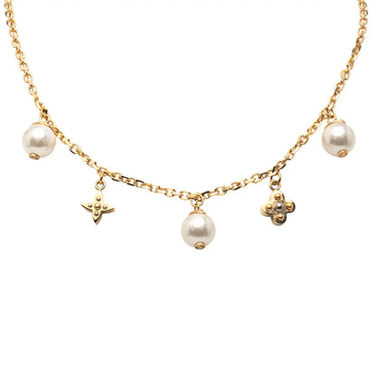 Louis Vuitton Gold Plated Charmy Pearl Necklace