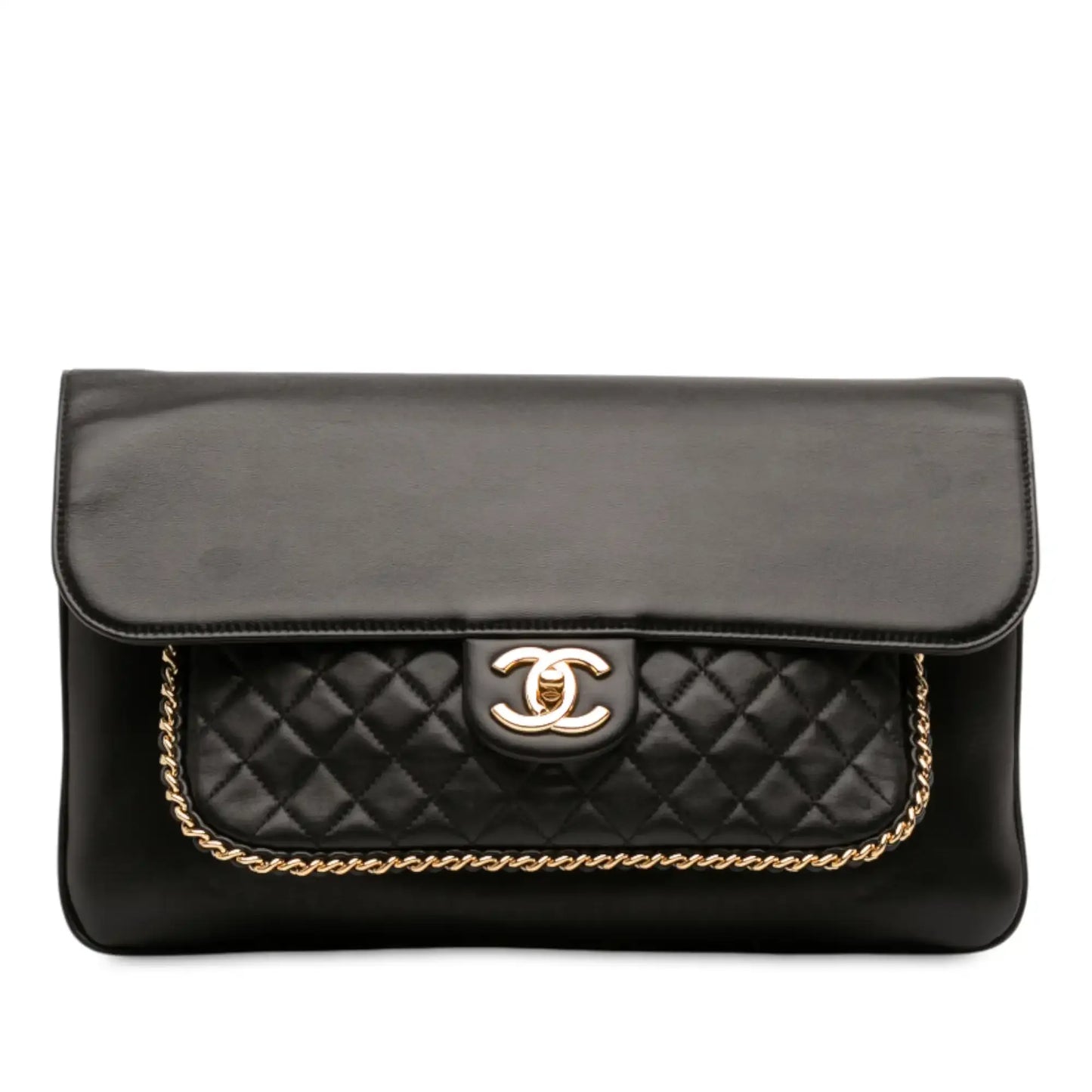 Chanel Quilted Lambskin CC Unchained Flap Clutch