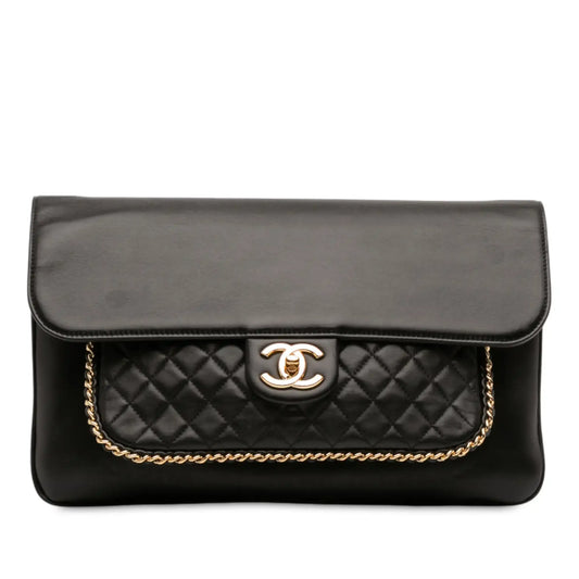 Chanel Quilted Lambskin CC Unchained Flap Clutch