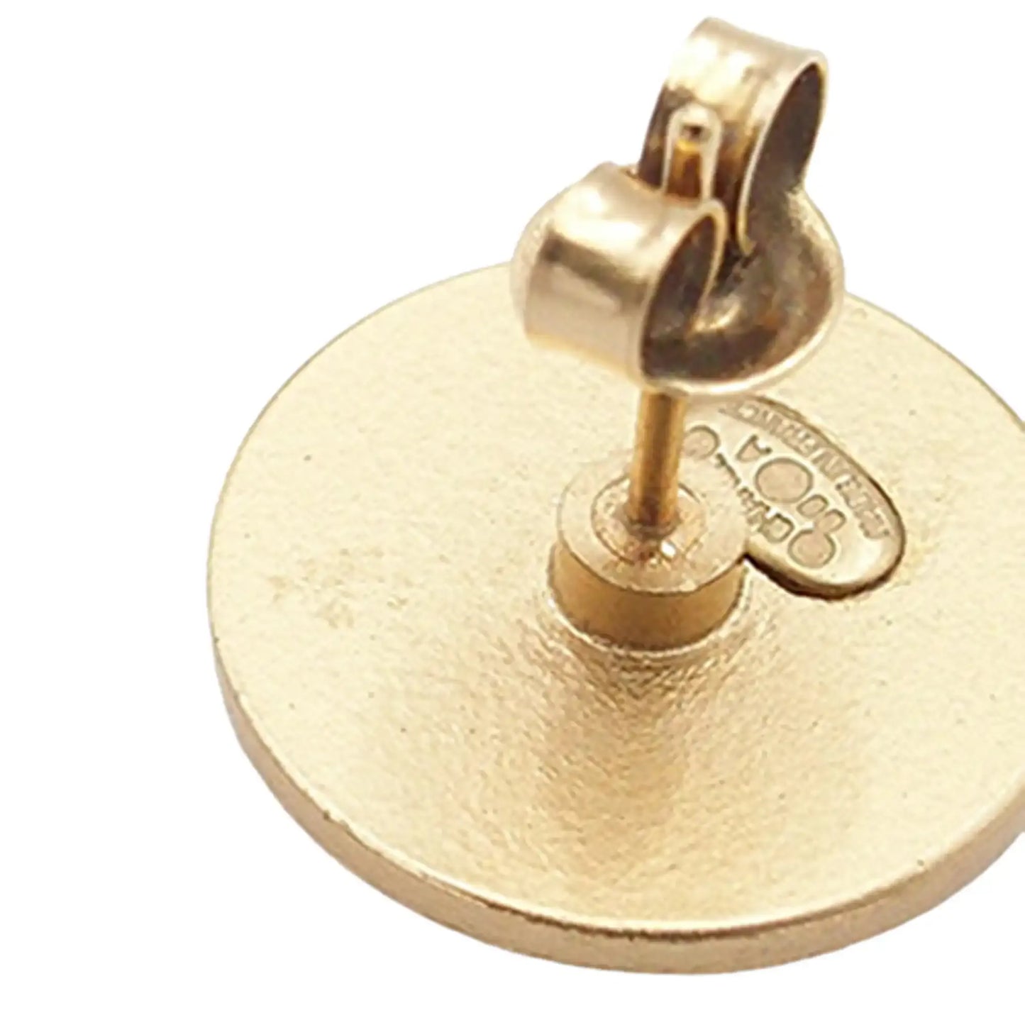 Chanel Gold Plated CC Rhinestone Round Push Back Earrings