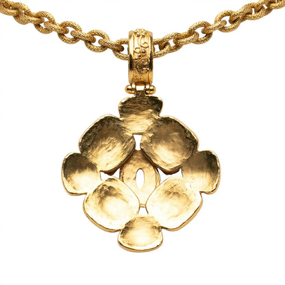 Chanel Gold Plated CC Arabesque Clover Pendant Necklace