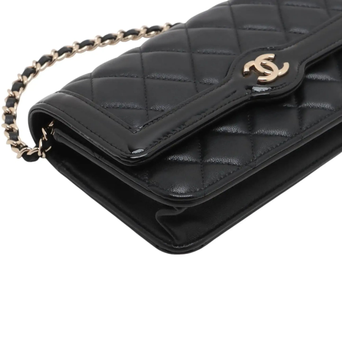 Chanel CC Quilted Lambskin and Patent Flap Phone Holder