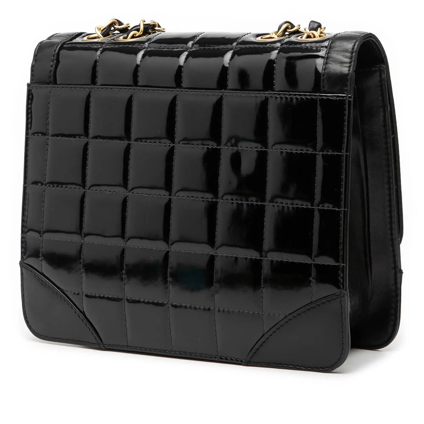 Chanel CC Chocolate Bar Patent and Lambskin Square Flap