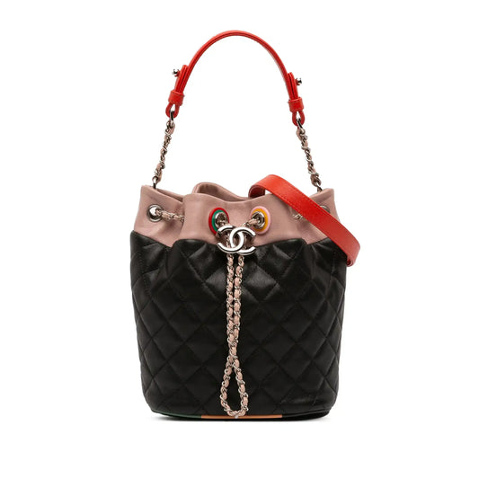 Chanel CC Quilted Lambskin Cuba Drawstring Bucket Bag