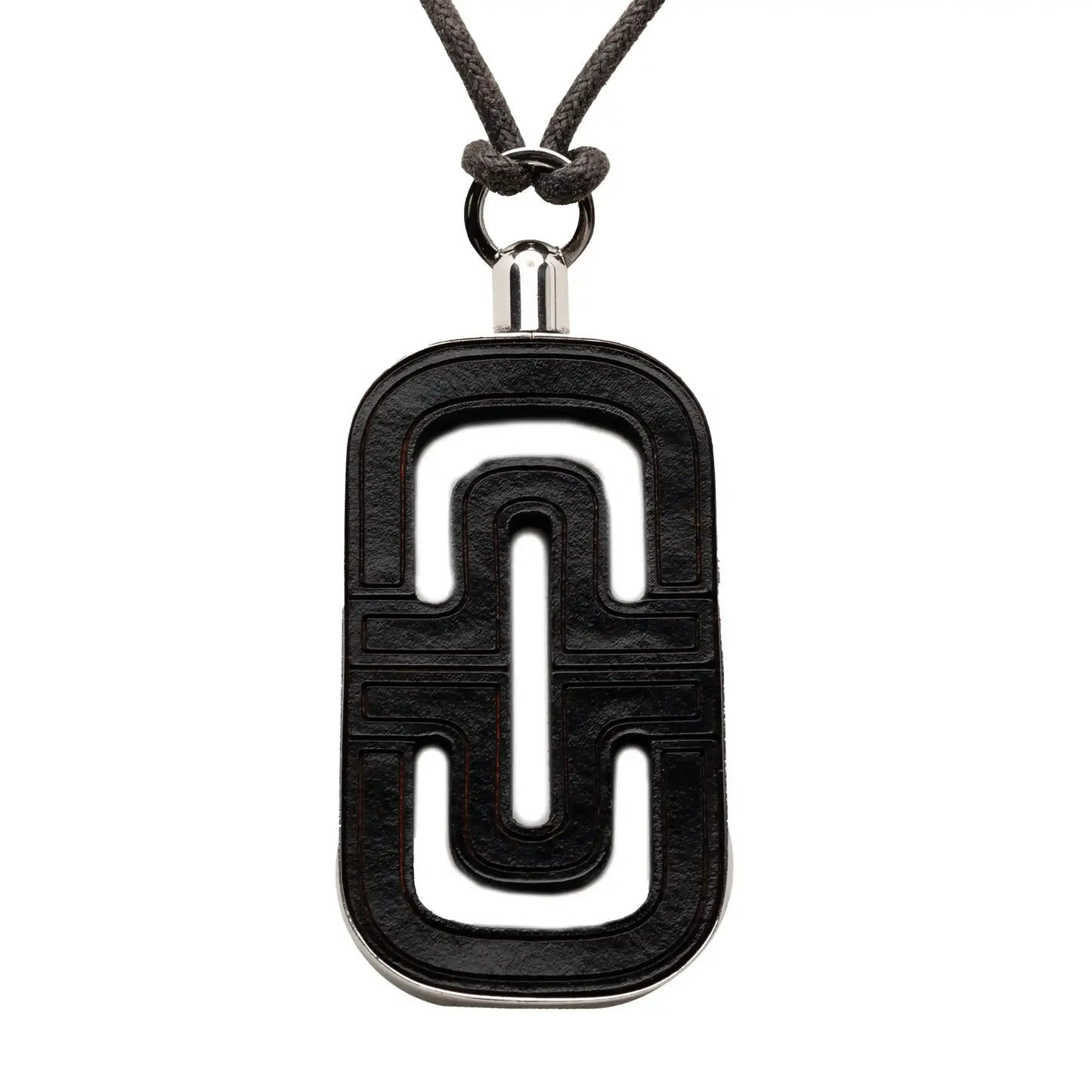 Bvlgari Sterling Silver and Leather Parentesi Pendant Necklace