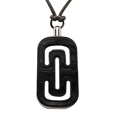 Bvlgari Sterling Silver and Leather Parentesi Pendant Necklace