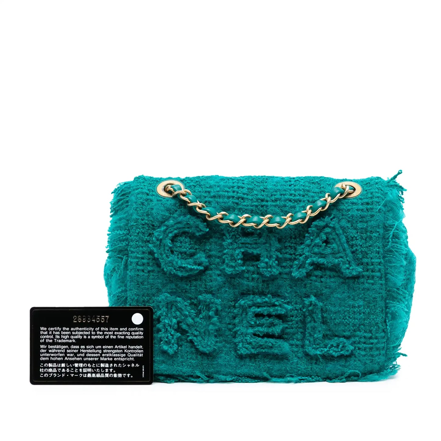 Chanel Small Wool Tweed Giant Logo Flap