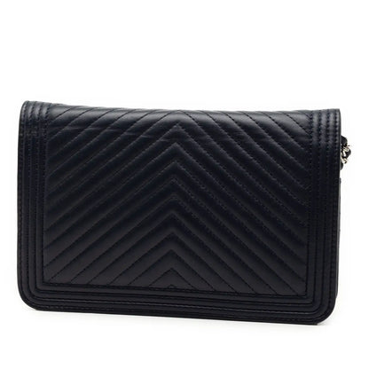 Chanel Chevron Lambskin Boy Wallet on Chain