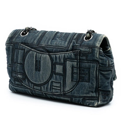 Chanel Medium Embroidered Denim Perfume Bottle Single Flap