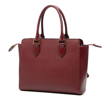 Prada Soft Calf Trimmed Saffiano Lux Open Convertible Tote
