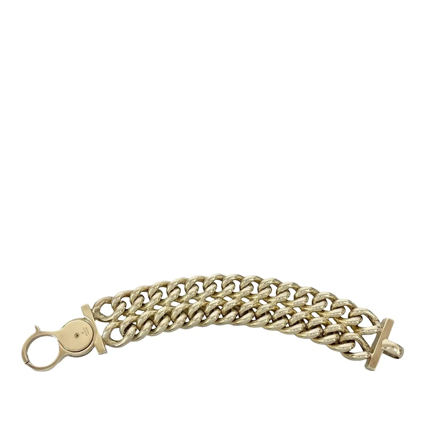 Gucci Sterling Silver Crest Logo Chain Bracelet