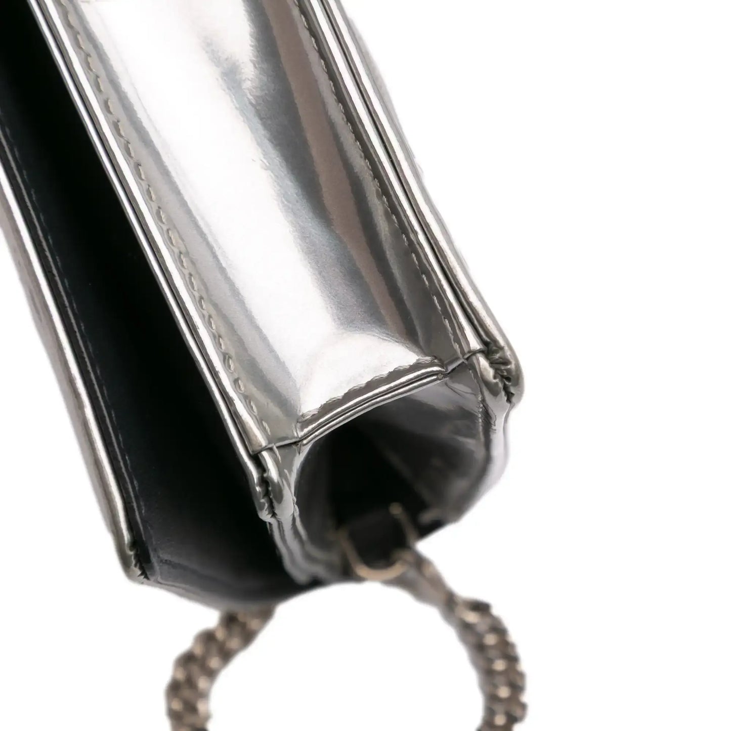 Dior Metallic Patent Microcannage Diorama Wallet on Chain