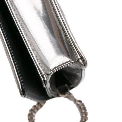 Dior Metallic Patent Microcannage Diorama Wallet on Chain