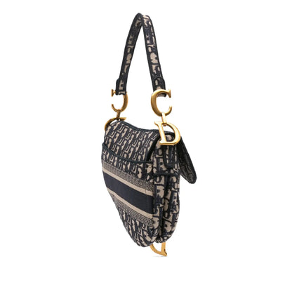 Dior Oblique Embroidered Canvas Saddle Bag