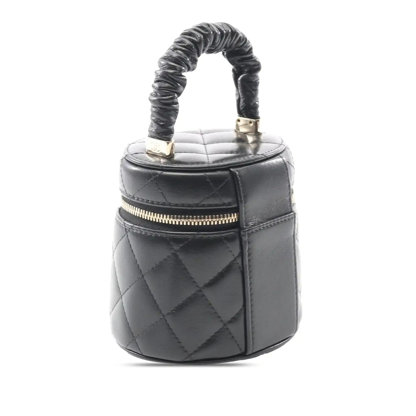 Chanel Mini Quilted Lambskin Ruched Handle Vanity Case