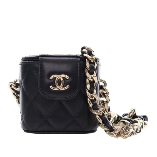 Chanel Mini Quilted Lambskin Resin Elegant Chain Tubular Vanity Case