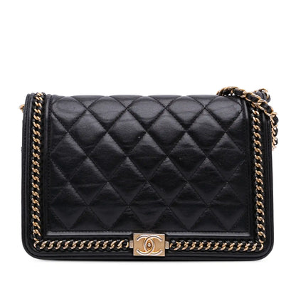Chanel Quilted Calfskin Chain Around Boy Wallet On Chain