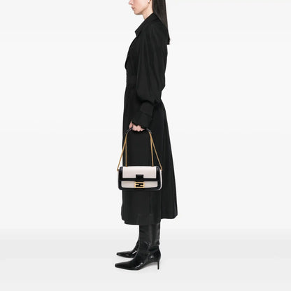 Fendi Bicolor Leather Chain Midi Baguette