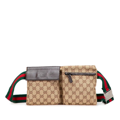 Gucci GG Canvas Web Double Pocket Belt Bag