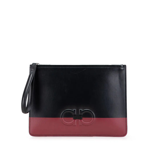 Ferragamo Leather Gancini Clutch