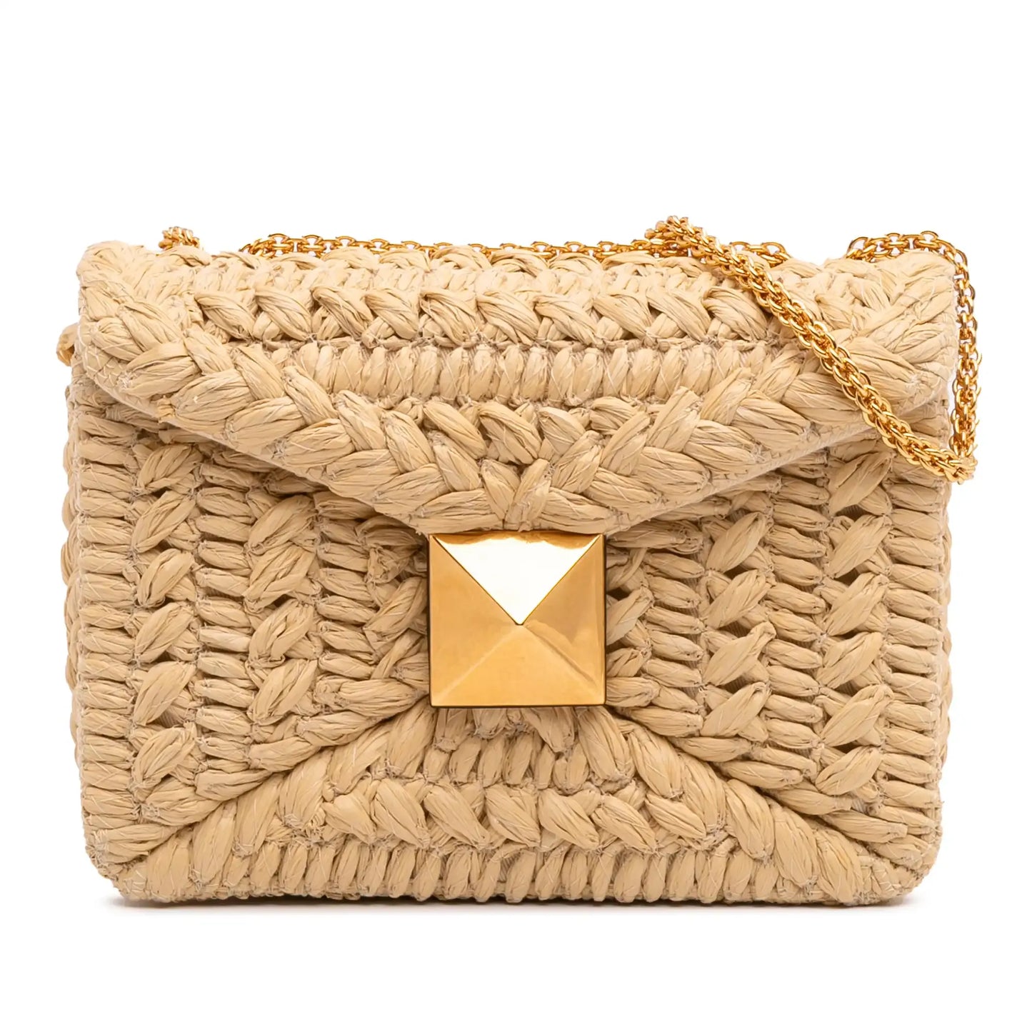 Valentino Small Raffia One Stud Crossbody