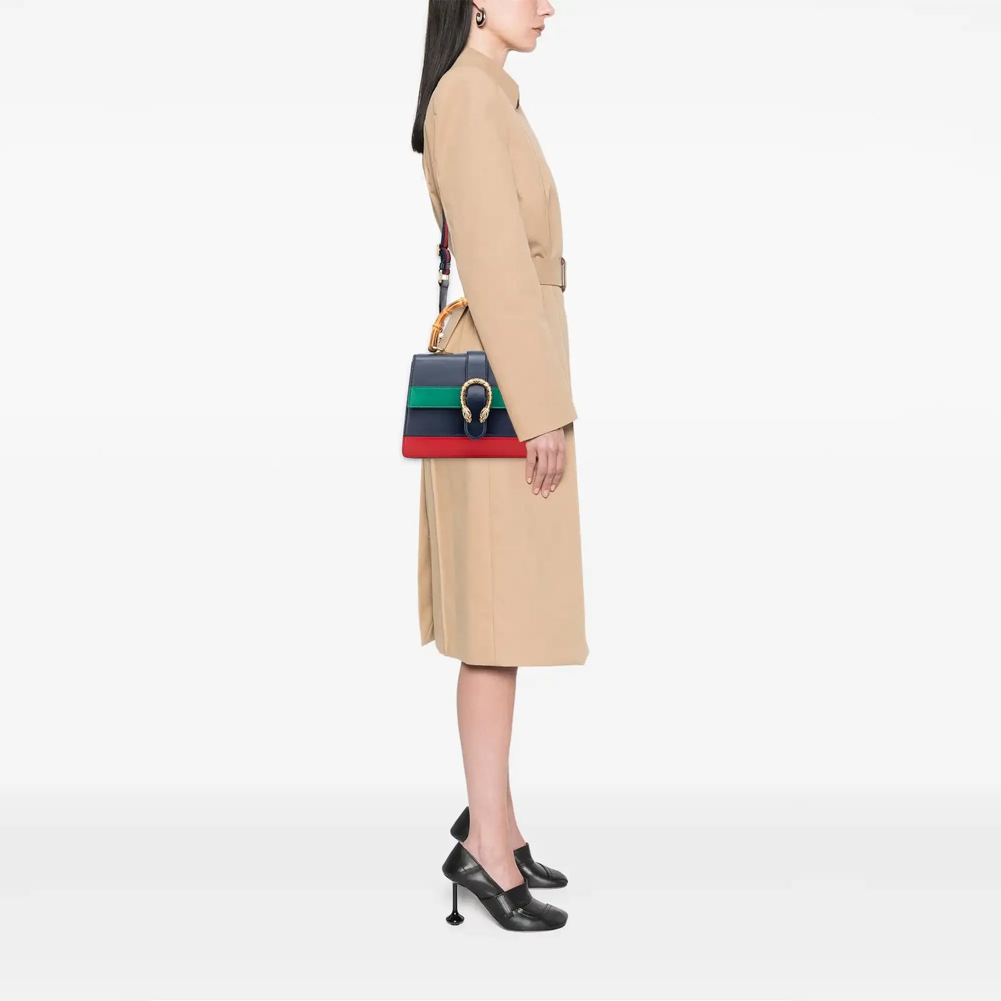 Gucci Medium Leather Bamboo Dionysus Web Satchel