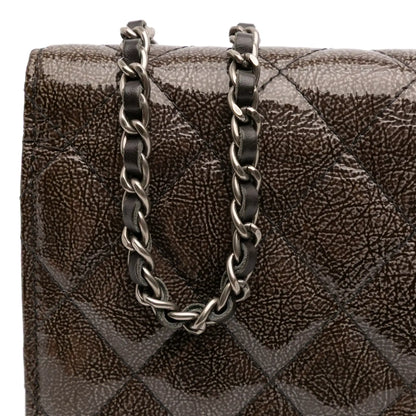 Chanel CC Quilted Shiny Crumpled Calfskin Wallet on Chain