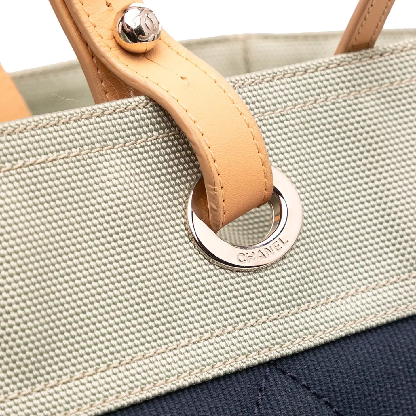 Chanel Large Bicolor Quilted Canvas Paris Biarritz Tote